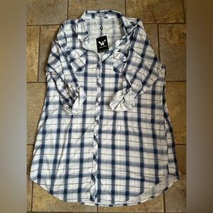 Set of 2 White Mark Women's Plaid Button-Down Shirt Dress